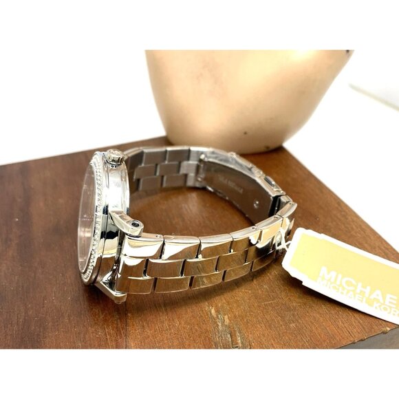 Michael Kors Women's Watch MKO-1050 Quartz Rose Dial Silver Stainless Steel 38mm - Picture 9 of 14